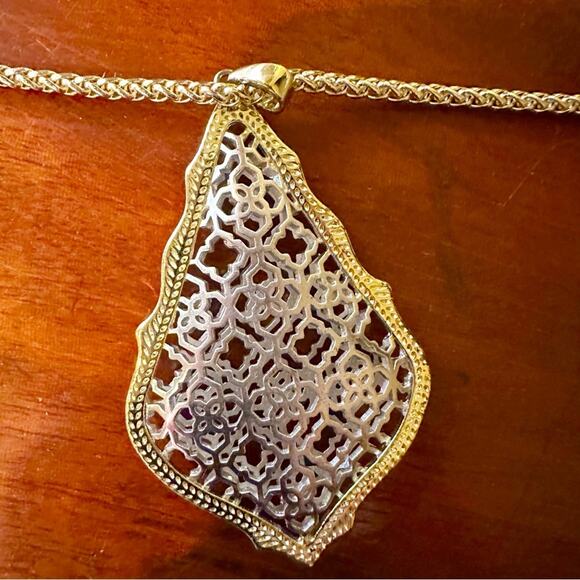 Kendra Scott AIDEN Necklace Gold Silver Filigree Long Chain Two Tone Metal Boho - Picture 7 of 14